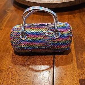 Multicolor FLIP Sequin hard sunglass case. NWOTS!!